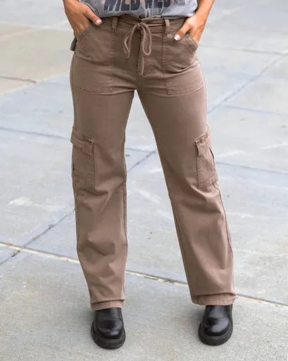 SUEDED TWILL CARGO PANTS