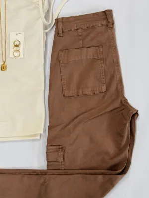 SUEDED TWILL CARGO PANTS