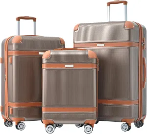SVRCK Hardshell Luggage Set for Effortless Travel, Lightweight and Durable 3-Piece Set with Dual Spinner Wheels, Coppery Finish