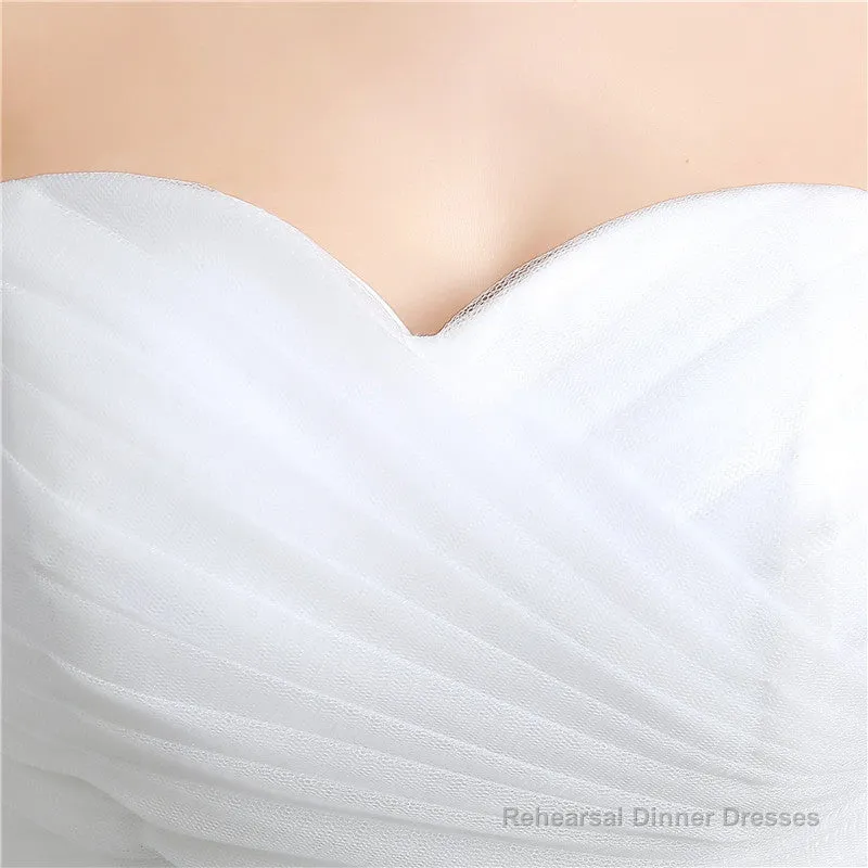 Sweetheart Off The Shoulder Pleated Simple Wedding Dresses