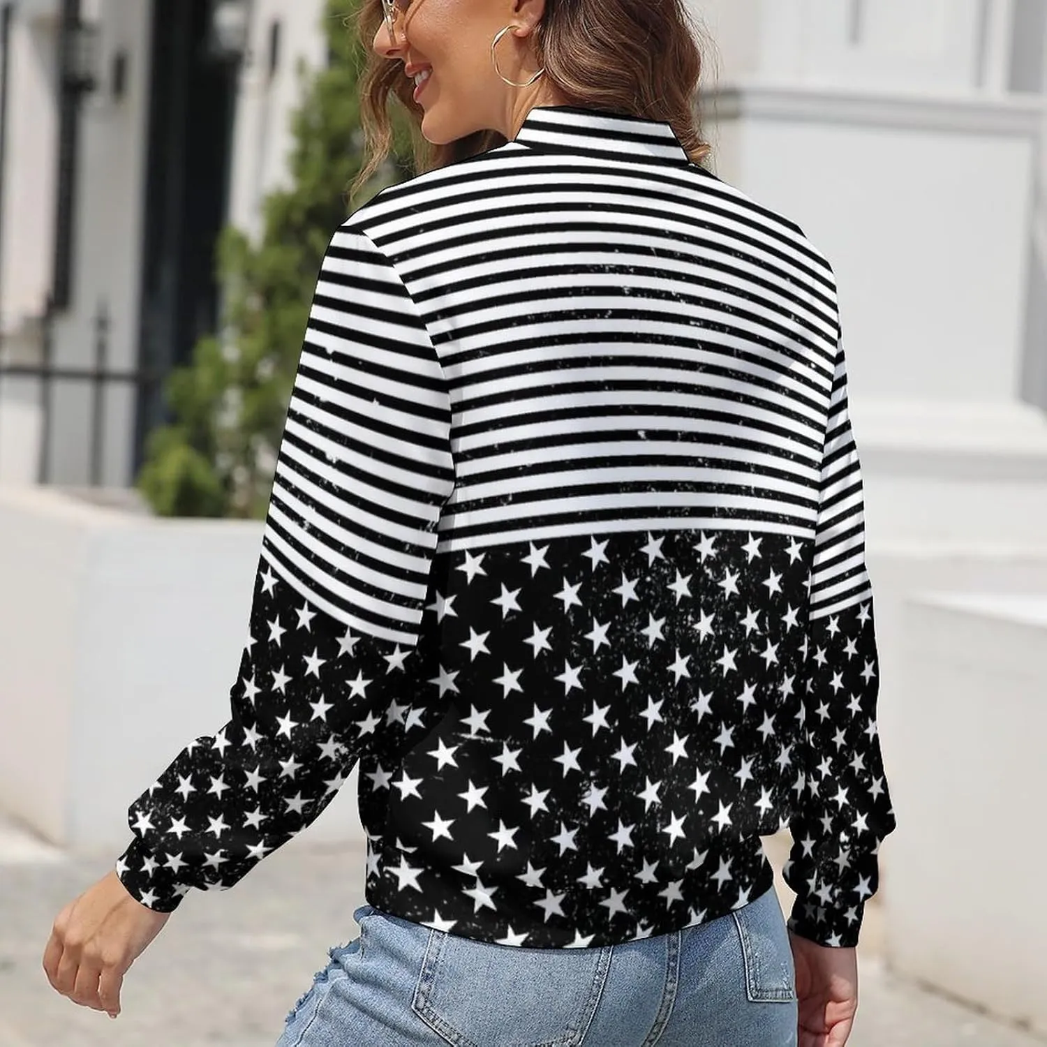 TAIZIYEAH Jacket for Women American Flag Hoodie Zip Up Tops Pullover Long Sleeve Sweatshirts Coat Soft Relaxed Oversized