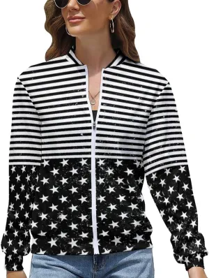 TAIZIYEAH Jacket for Women American Flag Hoodie Zip Up Tops Pullover Long Sleeve Sweatshirts Coat Soft Relaxed Oversized