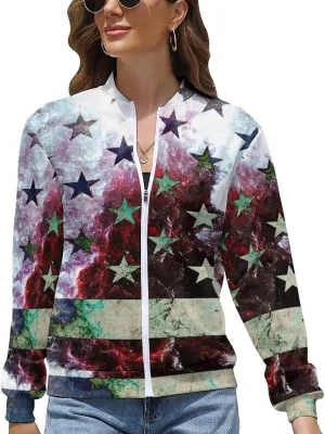 TAIZIYEAH Jacket for Women American Flag Hoodie Zip Up Tops Pullover Long Sleeve Sweatshirts Coat Soft Relaxed Oversized