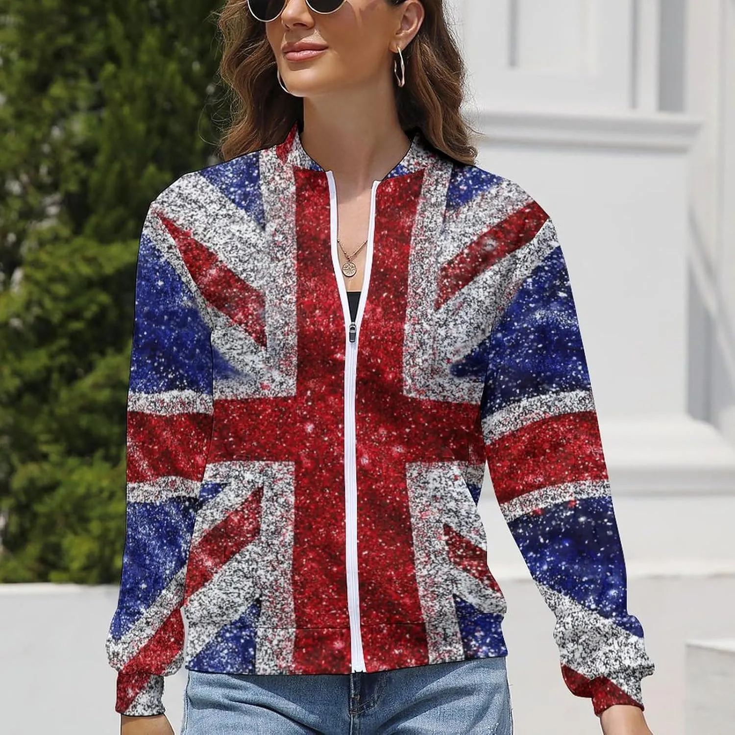 TAIZIYEAH Jacket for Women American Flag Hoodie Zip Up Tops Pullover Long Sleeve Sweatshirts Coat Soft Relaxed Oversized