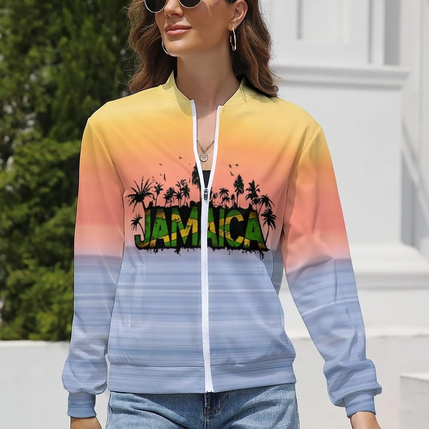 TAIZIYEAH Jacket for Women American Flag Hoodie Zip Up Tops Pullover Long Sleeve Sweatshirts Coat Soft Relaxed Oversized