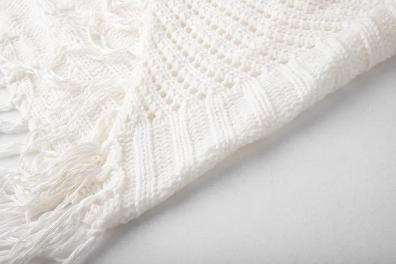 Tassels Knit Cape Shawl Bat Shirt Loose Coat