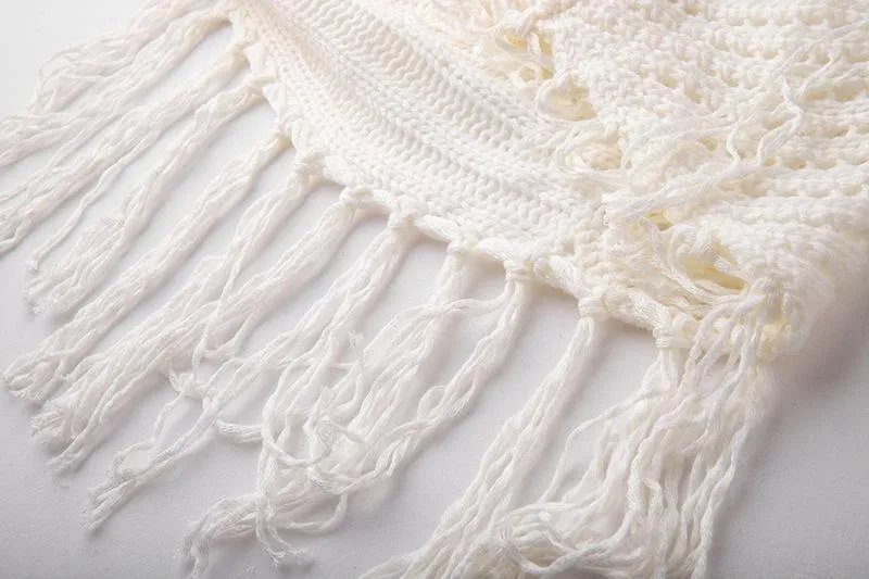 Tassels Knit Cape Shawl Bat Shirt Loose Coat