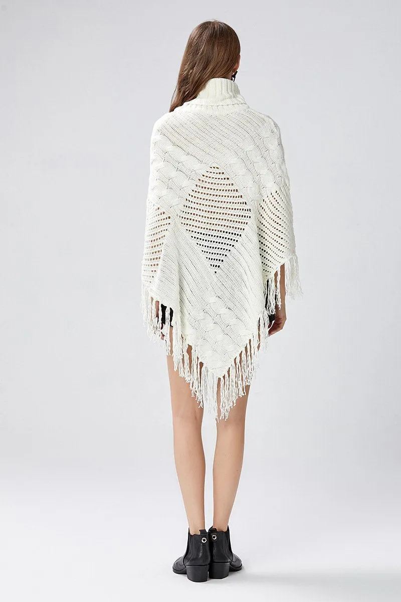Tassels Knit Cape Shawl Bat Shirt Loose Coat