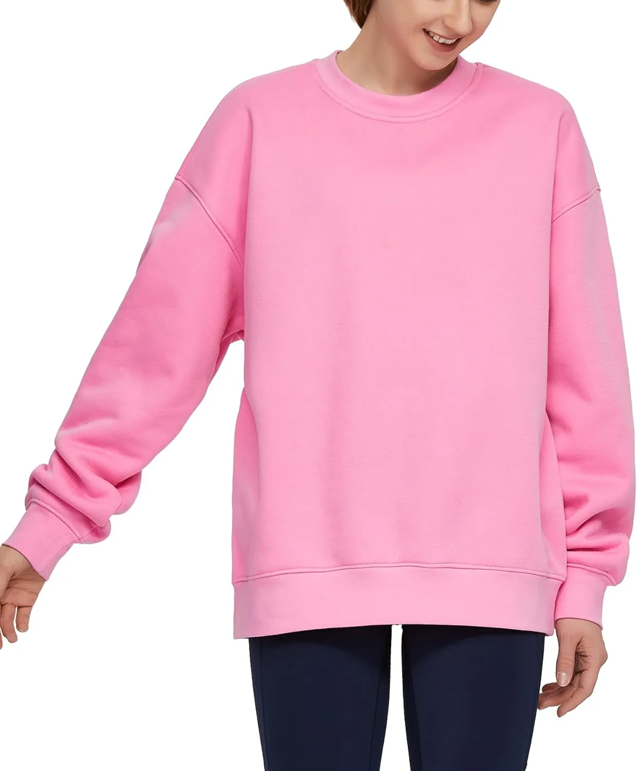 THE GYM PEOPLE Womens' Fleece Crewneck Loose fit Soft Oversized Pullover Sweatshirt