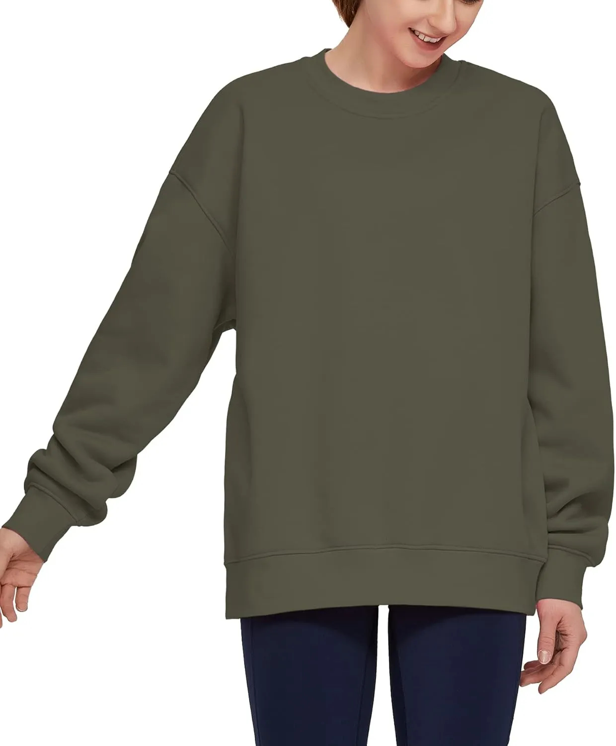 THE GYM PEOPLE Womens' Fleece Crewneck Loose fit Soft Oversized Pullover Sweatshirt