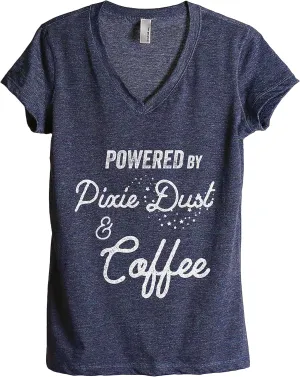 Thread Tank Powered by Pixie Dust and Coffee Women's Shirt Relaxed V Neck T Shirt Fashion Wear Comfy Summer Tops Graphic Tee