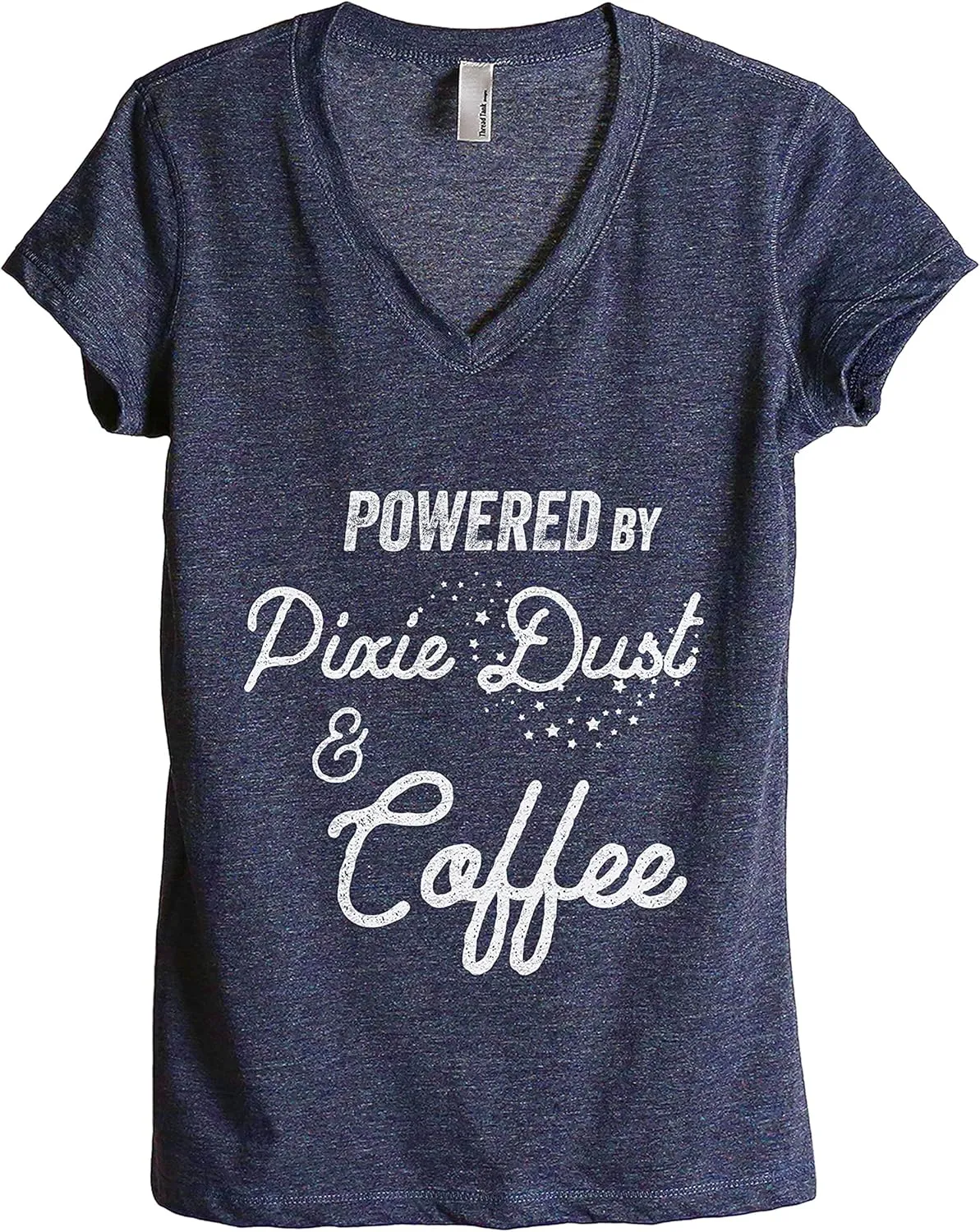 Thread Tank Powered by Pixie Dust and Coffee Women's Shirt Relaxed V Neck T Shirt Fashion Wear Comfy Summer Tops Graphic Tee