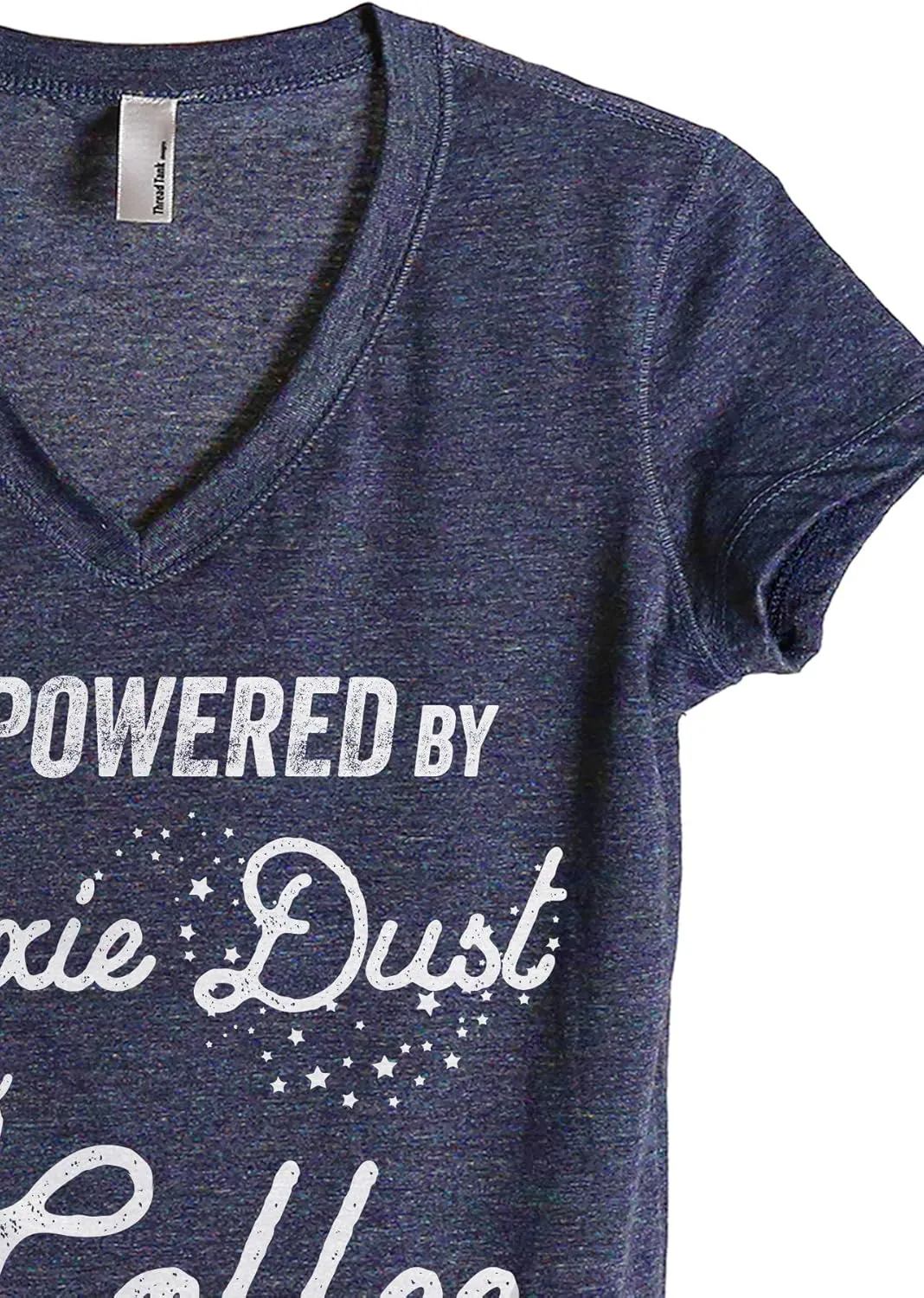 Thread Tank Powered by Pixie Dust and Coffee Women's Shirt Relaxed V Neck T Shirt Fashion Wear Comfy Summer Tops Graphic Tee