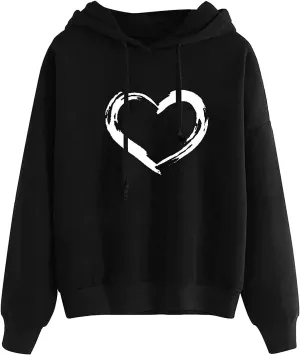 Tight Hoodies for Women Printing Long Sweatshirt Comfy Bright Heart Sleeve Color Hoodies Athletic Womens