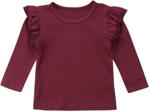 Toddler Baby Boy Girl Basic Solid Plain Organic Cotton T Shirts Tops Long Sleeve Tee Shirt Girls Clothes