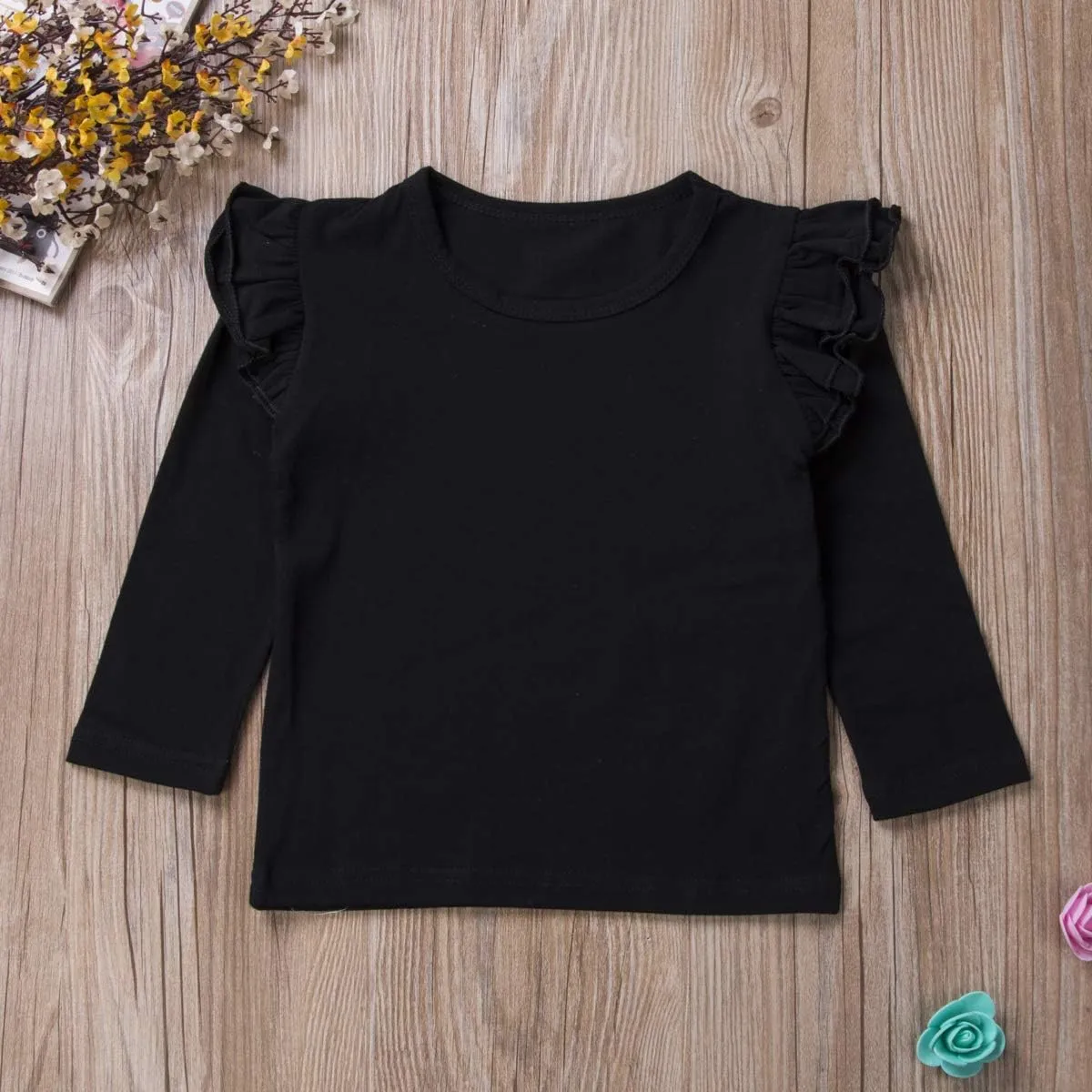 Toddler Baby Boy Girl Basic Solid Plain Organic Cotton T Shirts Tops Long Sleeve Tee Shirt Girls Clothes