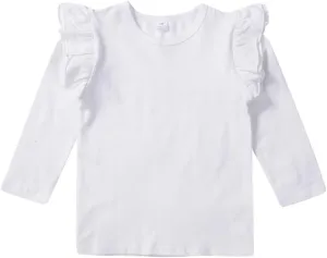 Toddler Baby Boy Girl Basic Solid Plain Organic Cotton T Shirts Tops Long Sleeve Tee Shirt Girls Clothes