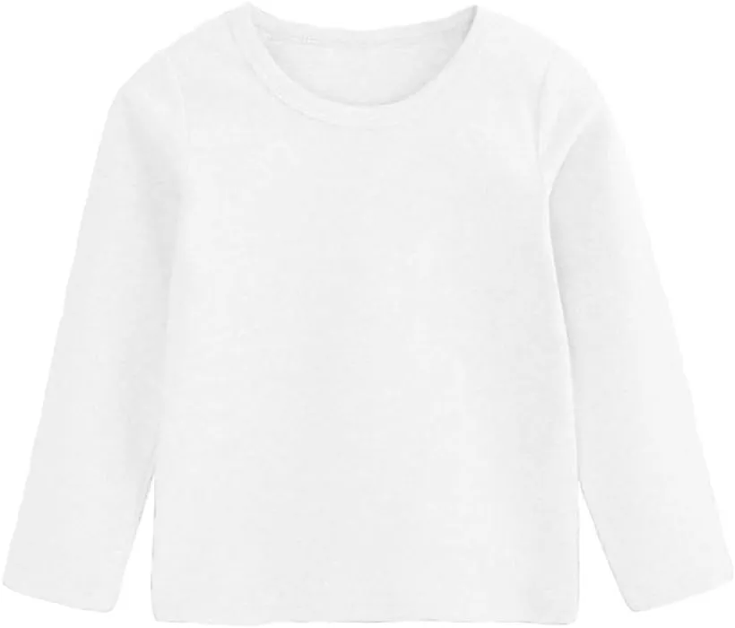 Toddler Baby Boy Girl Basic Solid Plain Organic Cotton T Shirts Tops Long Sleeve Tee Shirt Girls Clothes