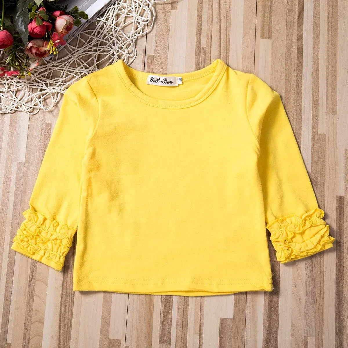 Toddler Baby Boy Girl Basic Solid Plain Organic Cotton T Shirts Tops Long Sleeve Tee Shirt Girls Clothes