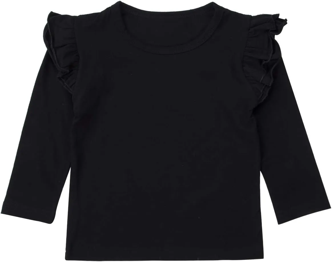 Toddler Baby Boy Girl Basic Solid Plain Organic Cotton T Shirts Tops Long Sleeve Tee Shirt Girls Clothes