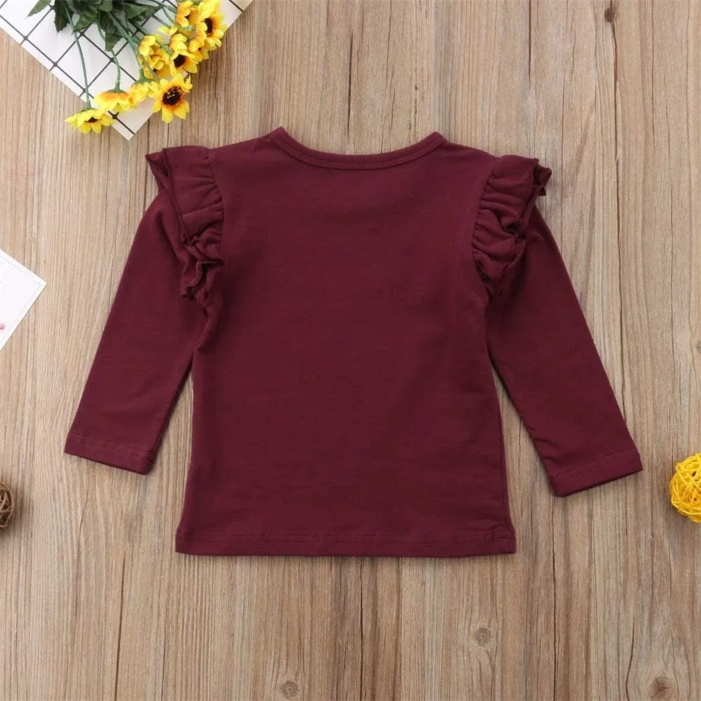 Toddler Baby Boy Girl Basic Solid Plain Organic Cotton T Shirts Tops Long Sleeve Tee Shirt Girls Clothes