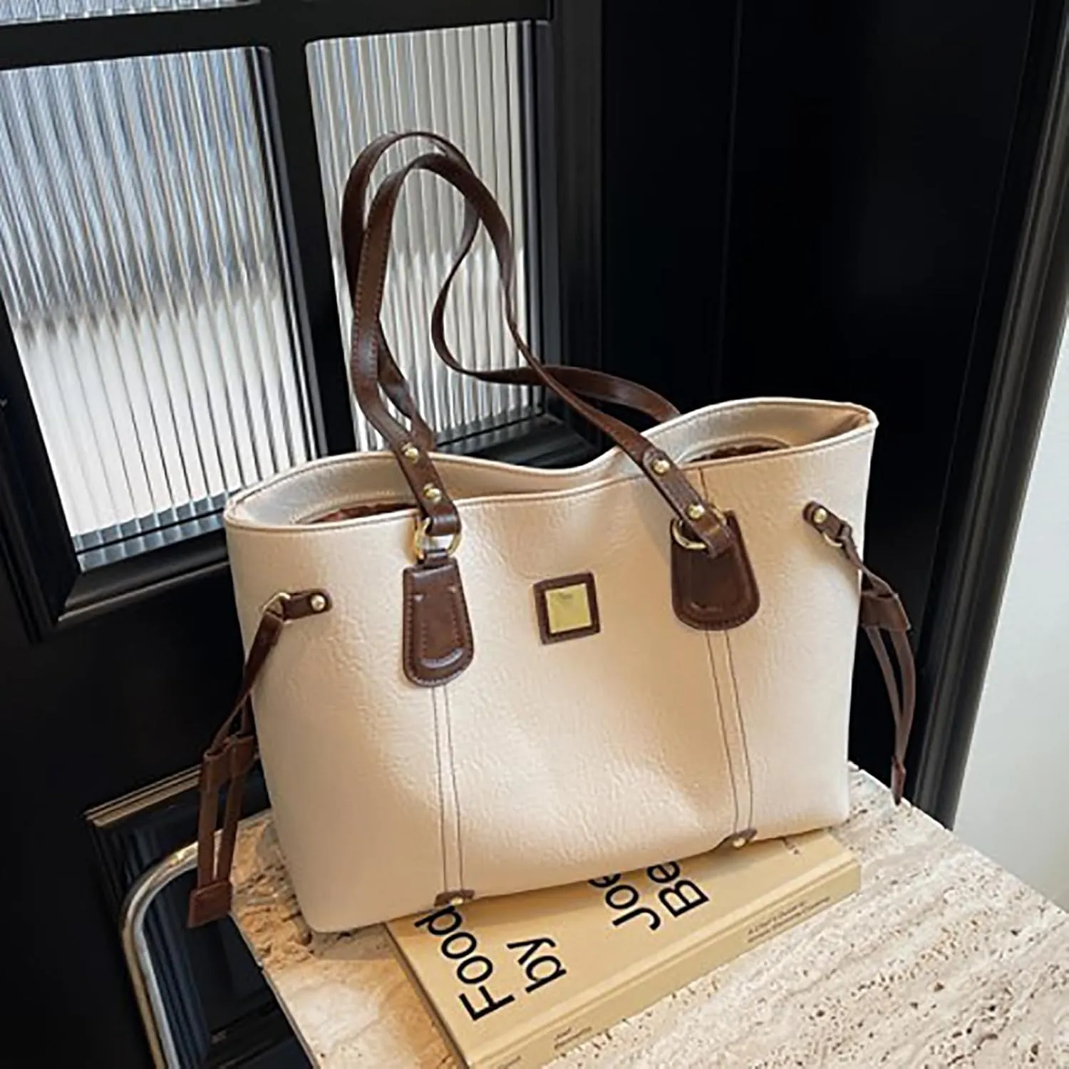 Tote Bag Zipper Shoulder Bags for Women Vegan Leather Purses and Handbags Bag Faux Leather Top Handle Satchel Bags for Women