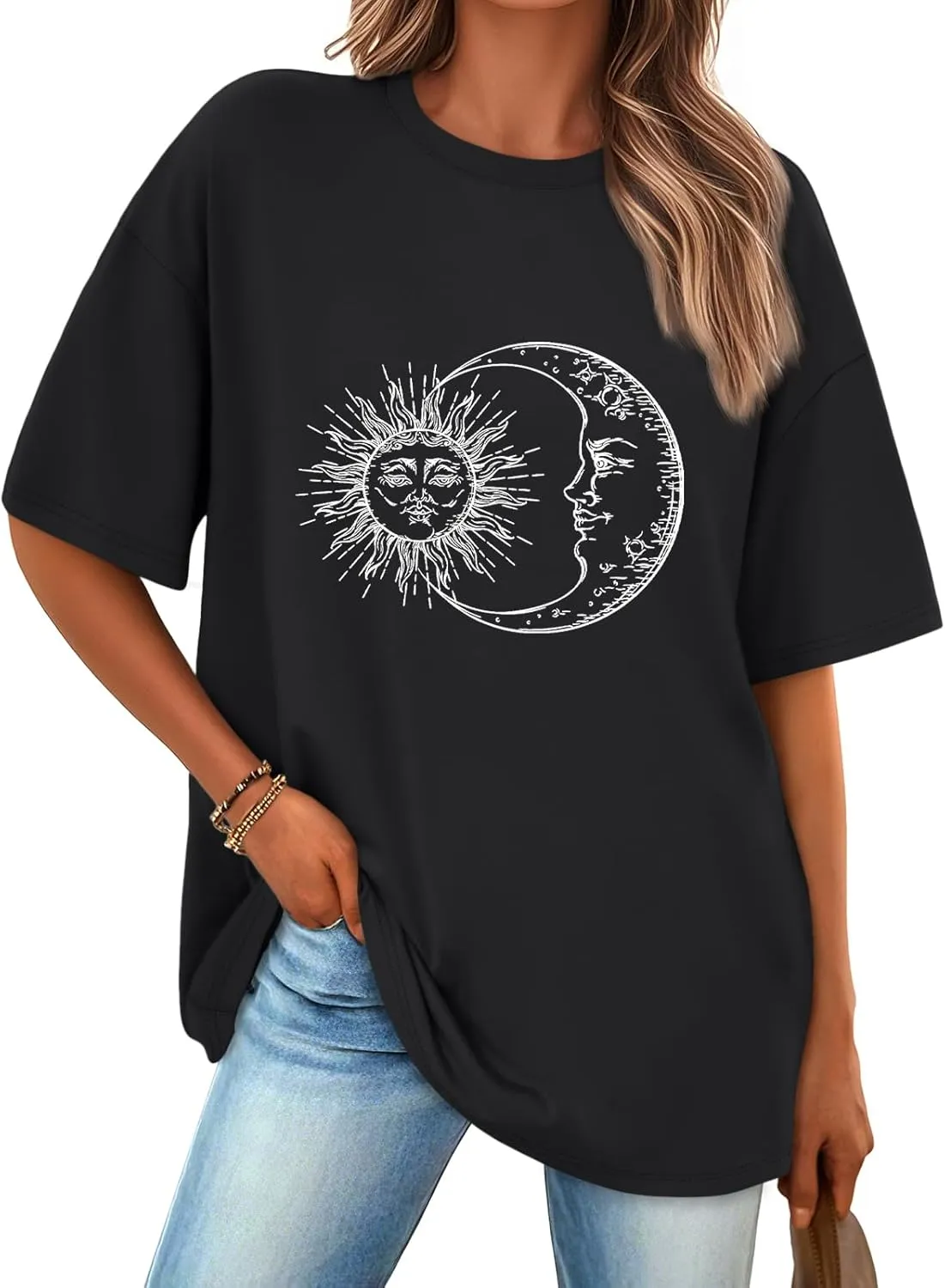 Trendy Queen Womens Graphic Tees Oversized Casual Tops Short Sleeve Loose Fit T Shirts Going Out Cute Summer Tops 2025