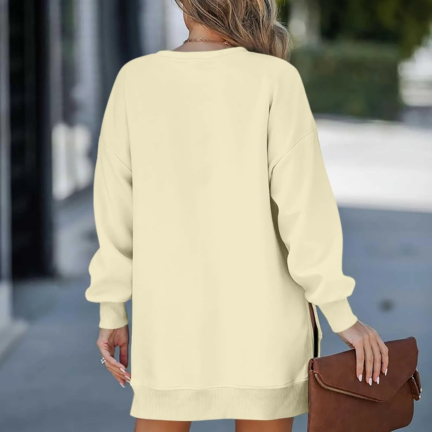 uhnmki Chic Me Womens Long Sleeve Zipper Slit Sweatshirt Casual Pullover Zipper Hoodies Womens Side Zipper Sweatshirts