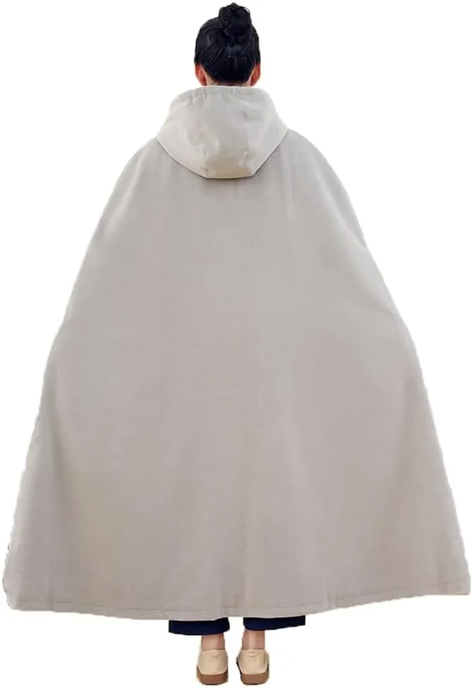 Unisex Hooded Cloak Loose-Fit Meditation Prayer Monk Robe Double Layer Plush Comfortable Warm Monk Clothing