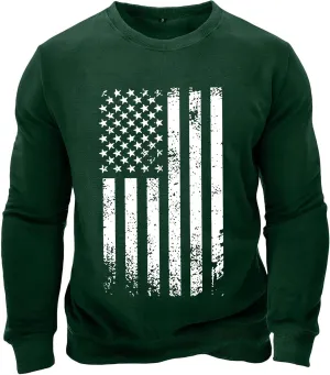 USA Flag Patriotic Sweatshirt for Men Plus Size Crewneck Pullover Fall Tops Casual Gym Shirts Workout Sweater