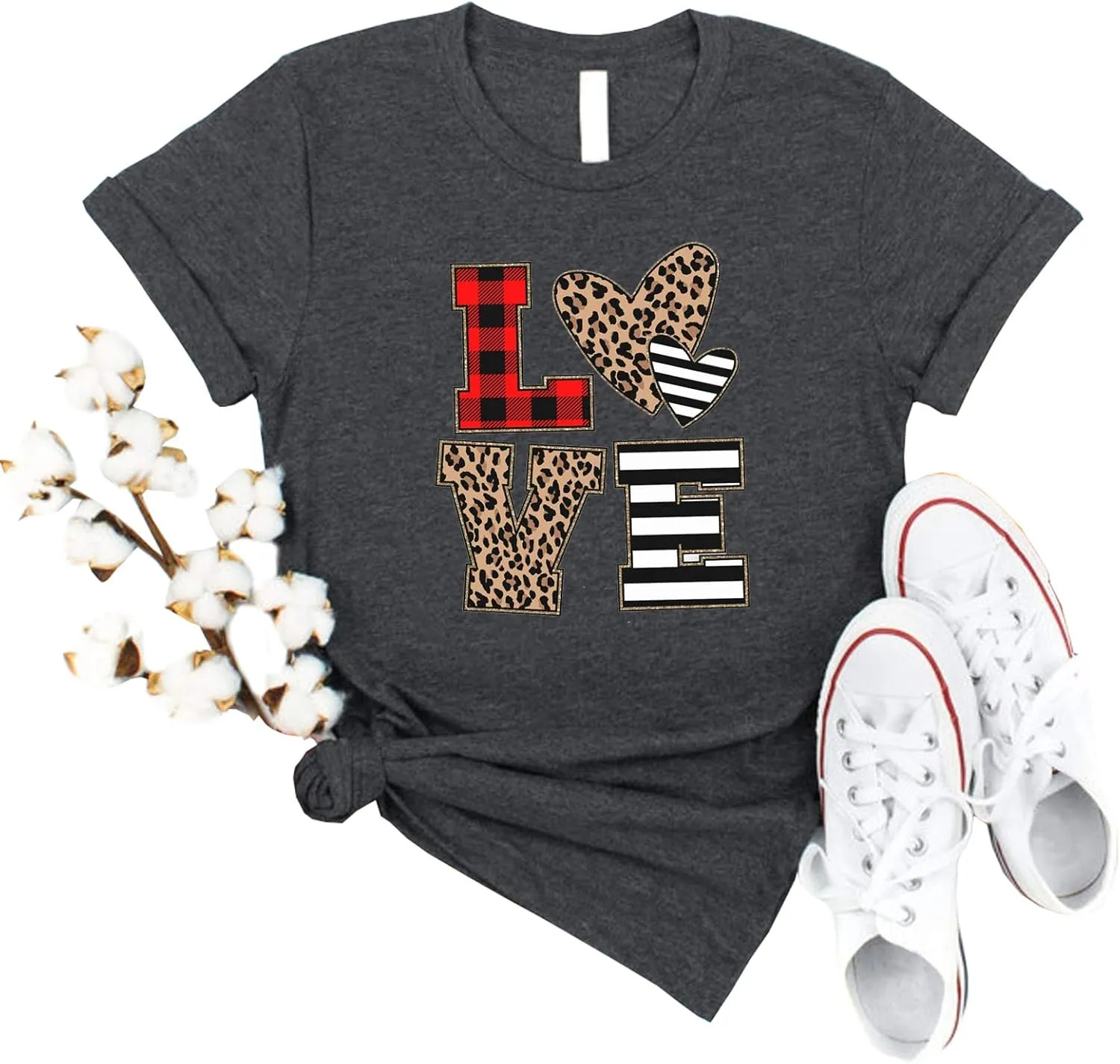 Valentines Day Shirts Women Cute Glitter Heart Shirt Casual Valentines Shirts for Women Long Sleeve Graphic Tees Tops