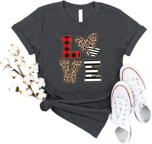 Valentines Day Shirts Women Cute Glitter Heart Shirt Casual Valentines Shirts for Women Long Sleeve Graphic Tees Tops