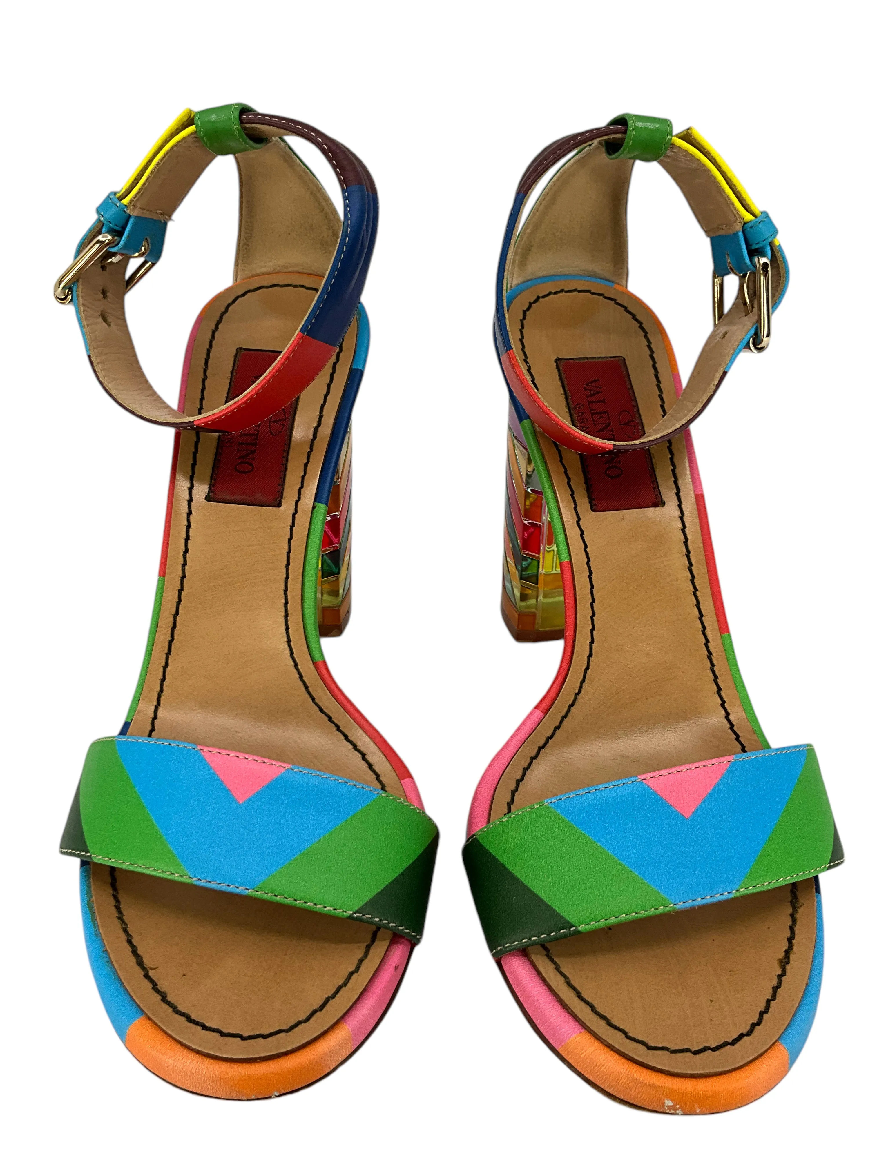 Valentino Rainbow Striped Leather Sandals Size 5