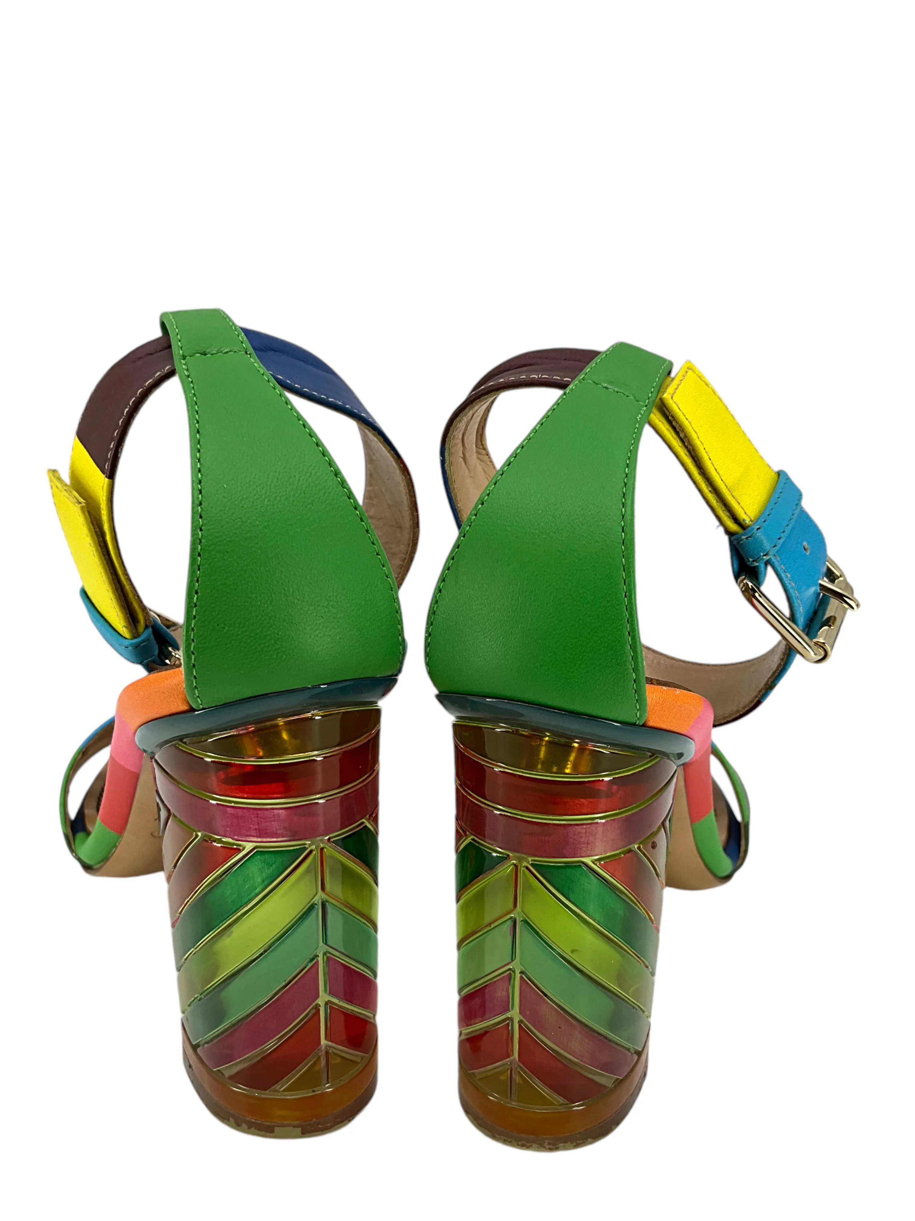 Valentino Rainbow Striped Leather Sandals Size 5