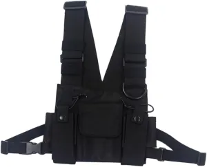 VALICLUD Functional and Stylish Chest Bag Tie-up Vest Bag Multi Pocket Fashion Hip Hop Unisex Comfortable Shoulder Strap