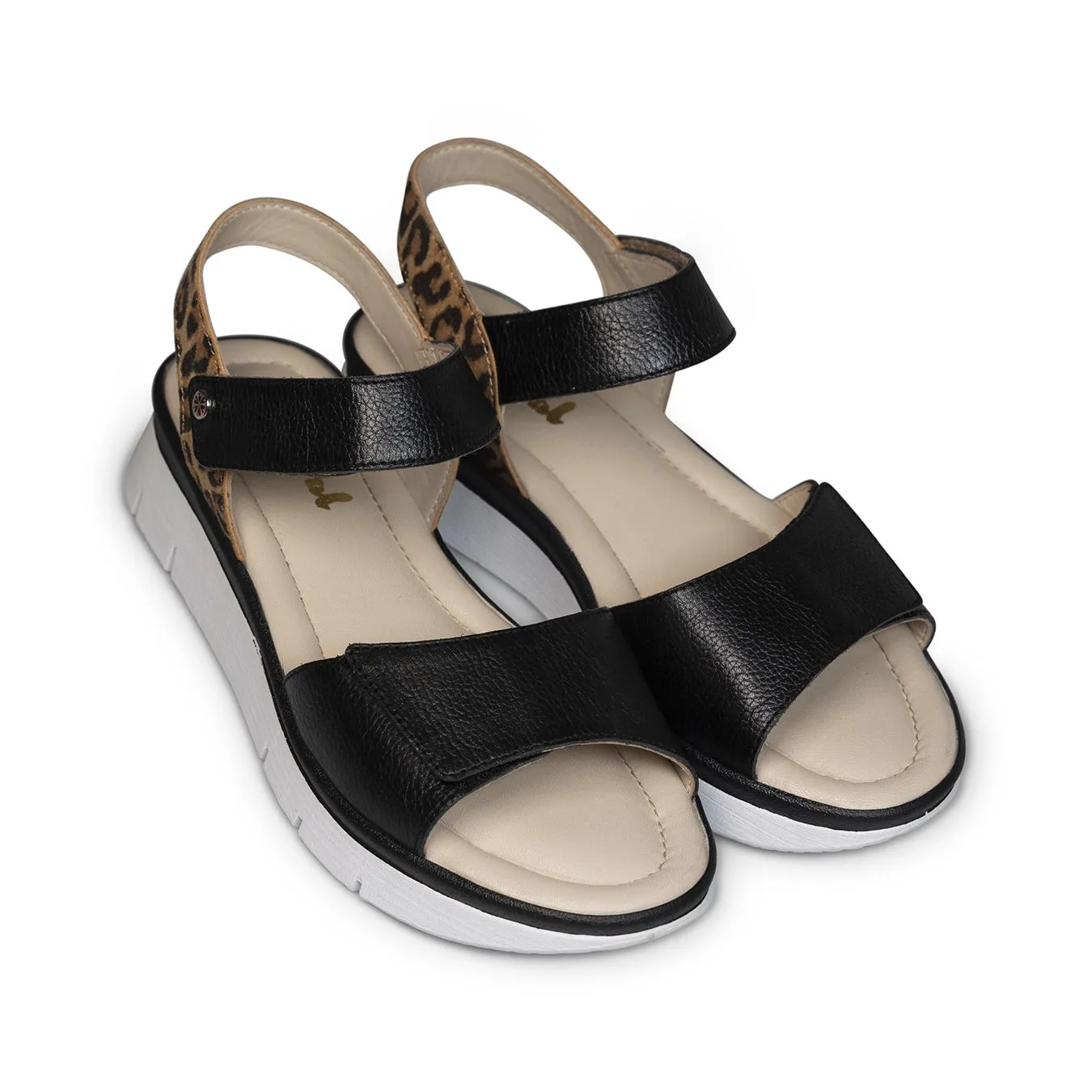 Van Dal Sorbet 3344 1007 Ladies Black Combi Leather Touch Fastening Sandals