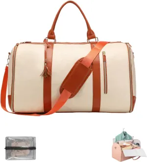 Viralhuntz Travel Bag, Viralhuntz Foldable Travel Bag, Women's Large Capacity Travel Bag, Travel Convenient Carry-on Garment Bag (White)