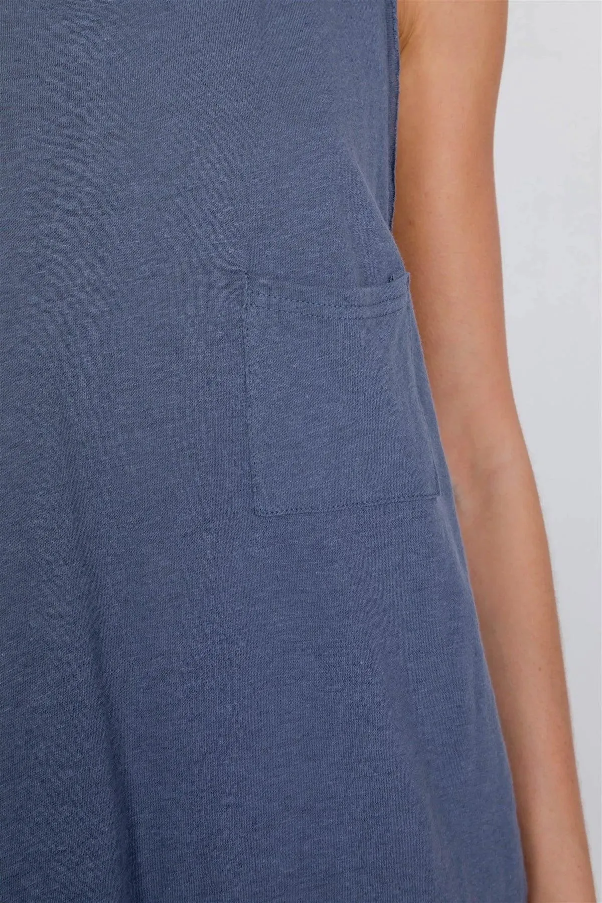 Washed Denim Semi-Sheer Athletic Racerback Top /3-2-1