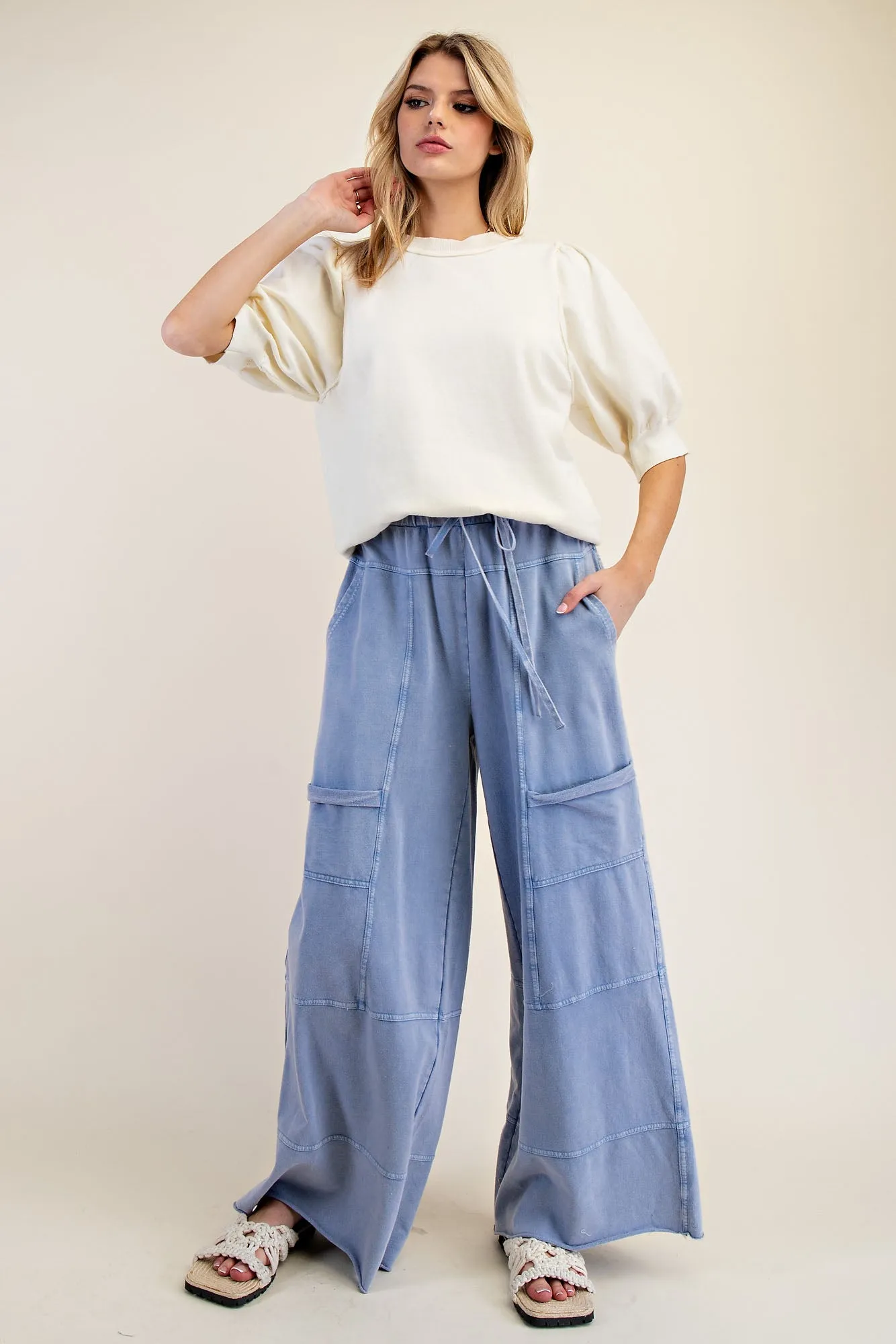 Washed Terry Knit Cargo Lounge Pants