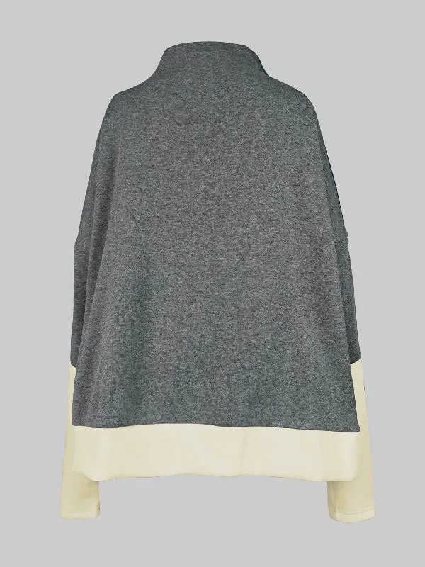 Wenkouban-Black Friday Christmas Thanksgiving Long Sleeves Contrast Color Split-Joint High Neck Hoodies&Sweatshirt Sweatshirt Tops Tops