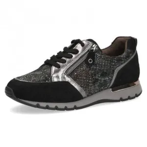 Wide Fit Suede & Snake Zip & Lace Up Trainer