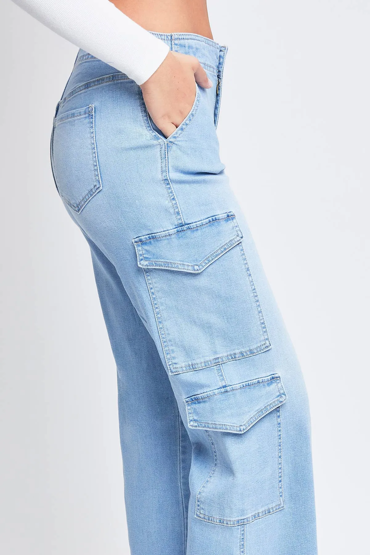 WIDE LEG DOUBLE POCKET CARGO JEANS
