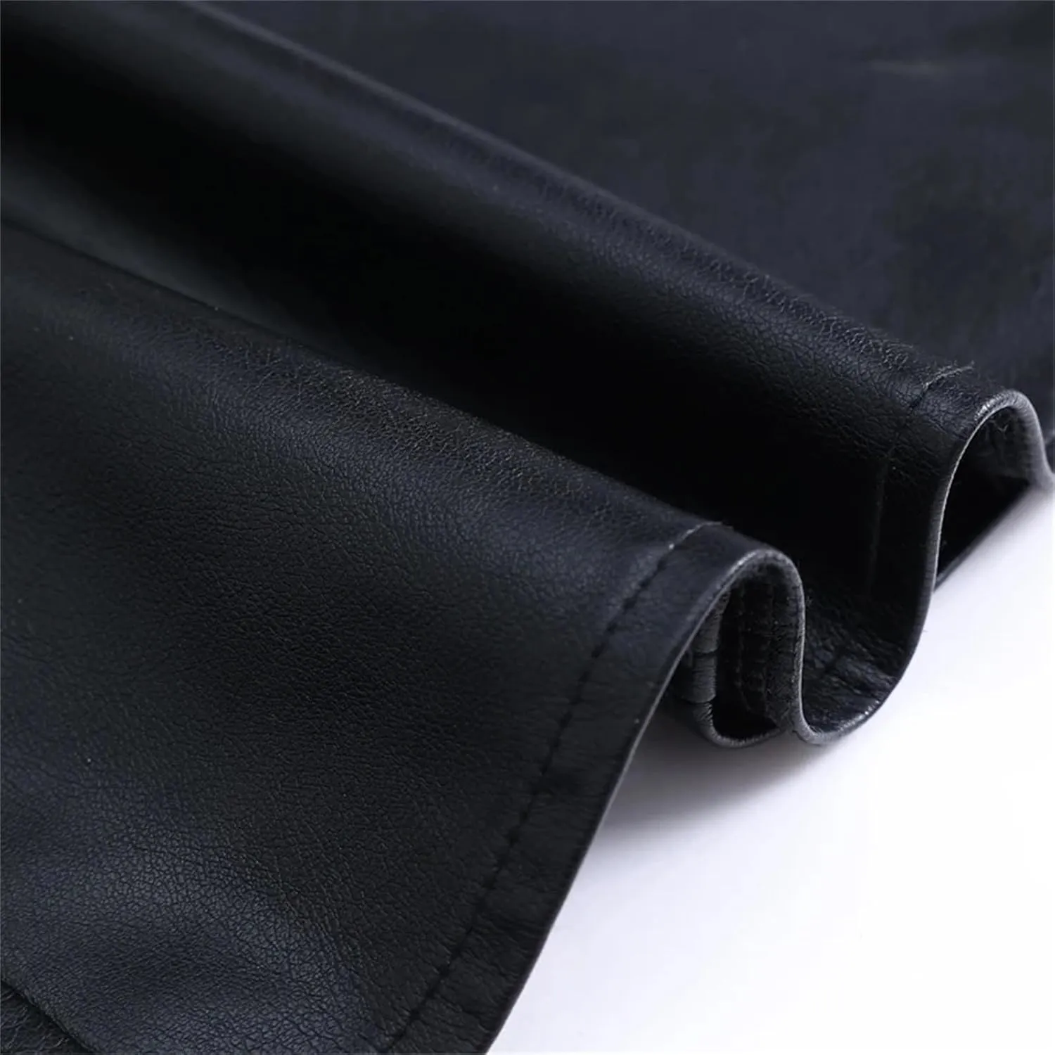 Women Black Long PU Leather Trumpet Skirt Winter Office Chic High Waist Midi Length Bodycon Skirts