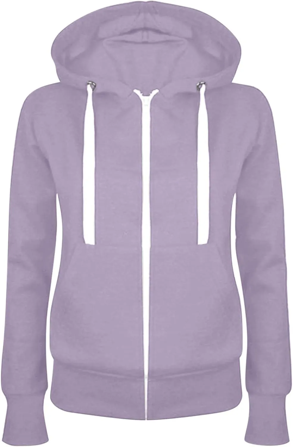 Women Casual Slim Hoodie Zip Fleece Sweatshirts Solid Color Athletic Pullover Tops with Pockets Fall Sweater Coat