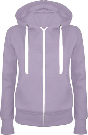 Women Casual Slim Hoodie Zip Fleece Sweatshirts Solid Color Athletic Pullover Tops with Pockets Fall Sweater Coat
