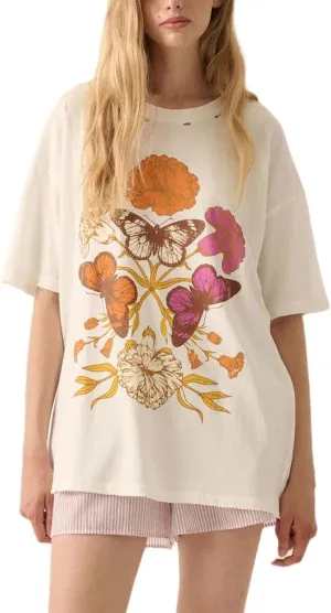 Women Girls Cute Vintage Oversized Floral Graphic Tees Y2K Chic Baggy T Shirts Teen Preppy Coastal Summer Tops