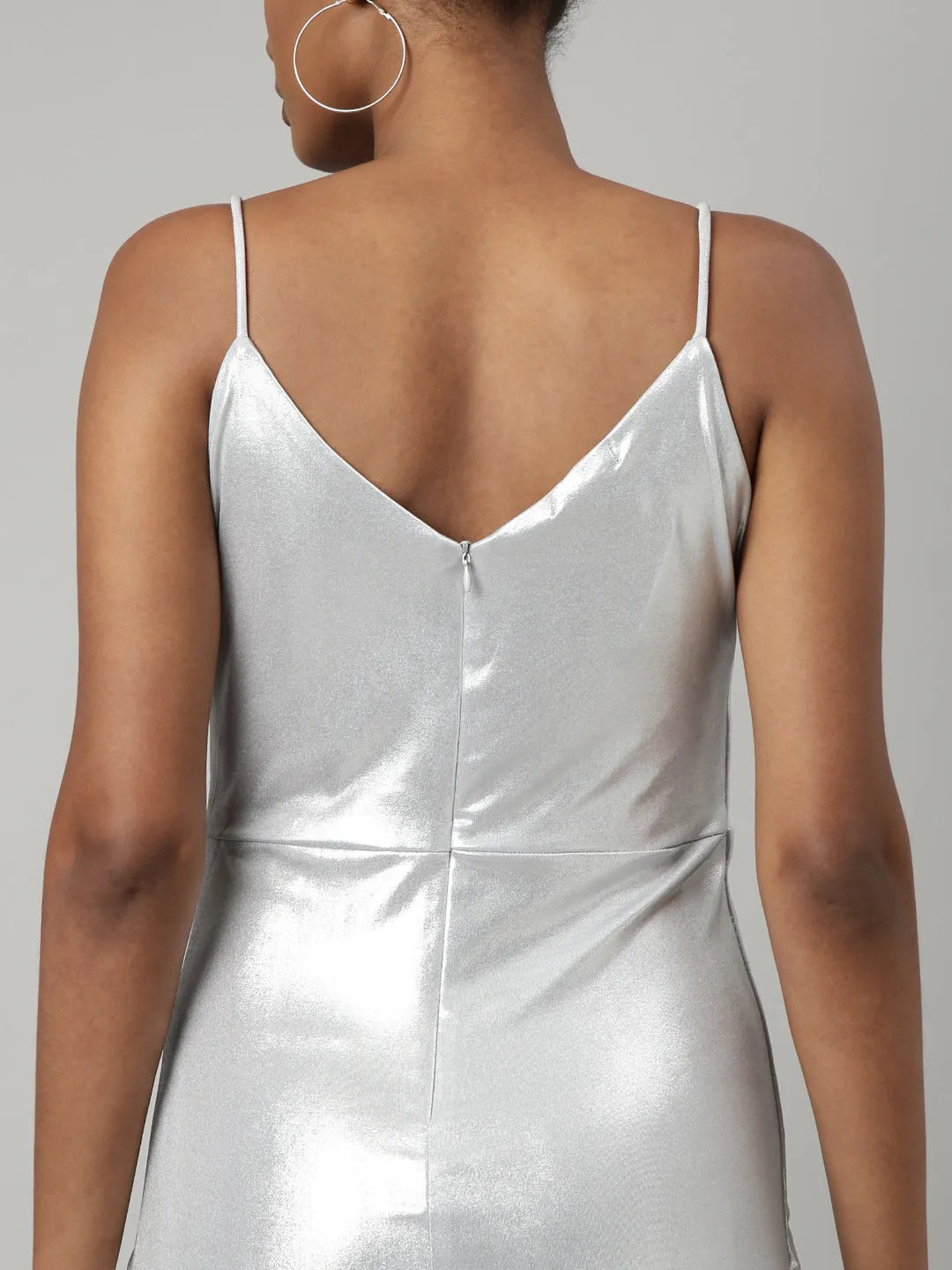 Women Grey Maxi Sheath Party Wear Dress