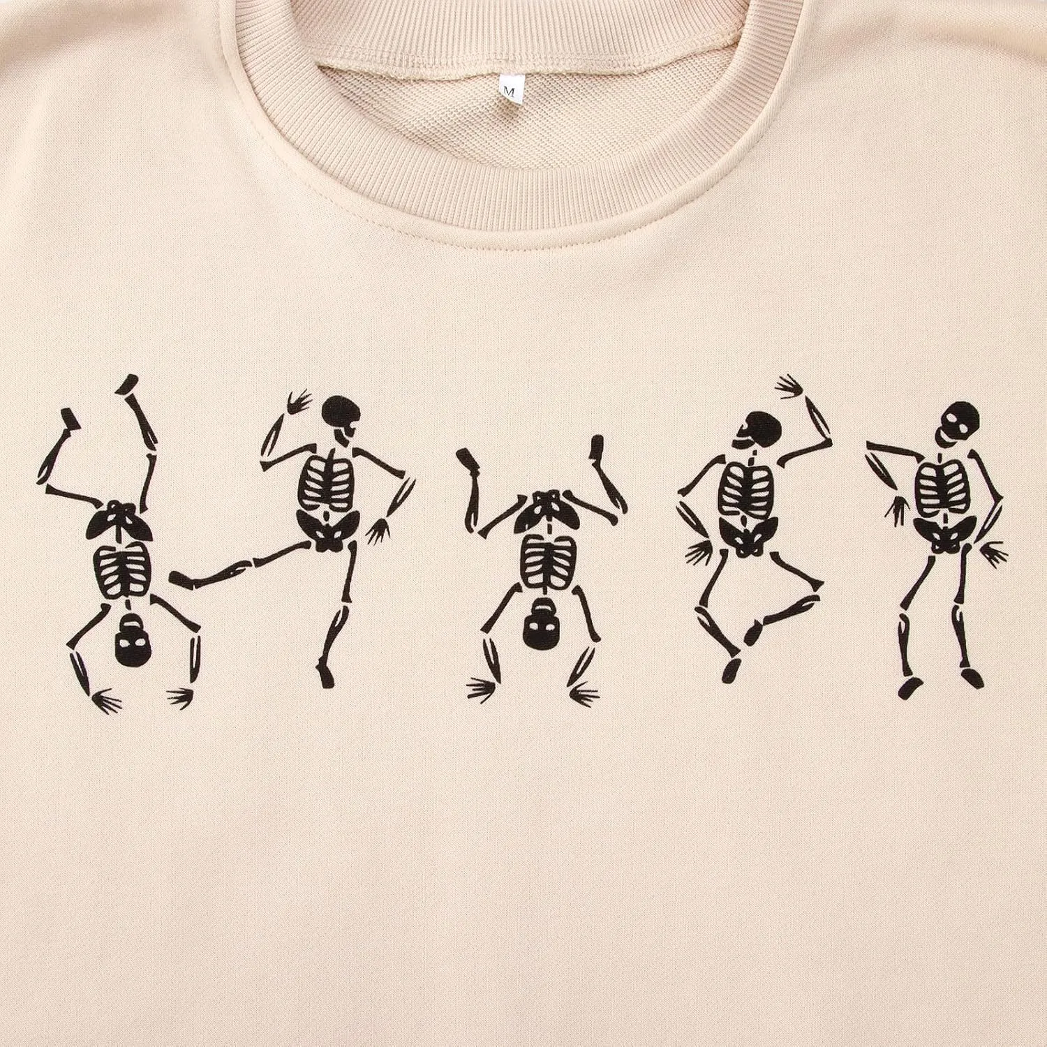 Women Halloween Dancing Skeleton Sweatshirt Skull Graphic Pullover Crew Neck Sweatshirts Oversized Tops Shirts
