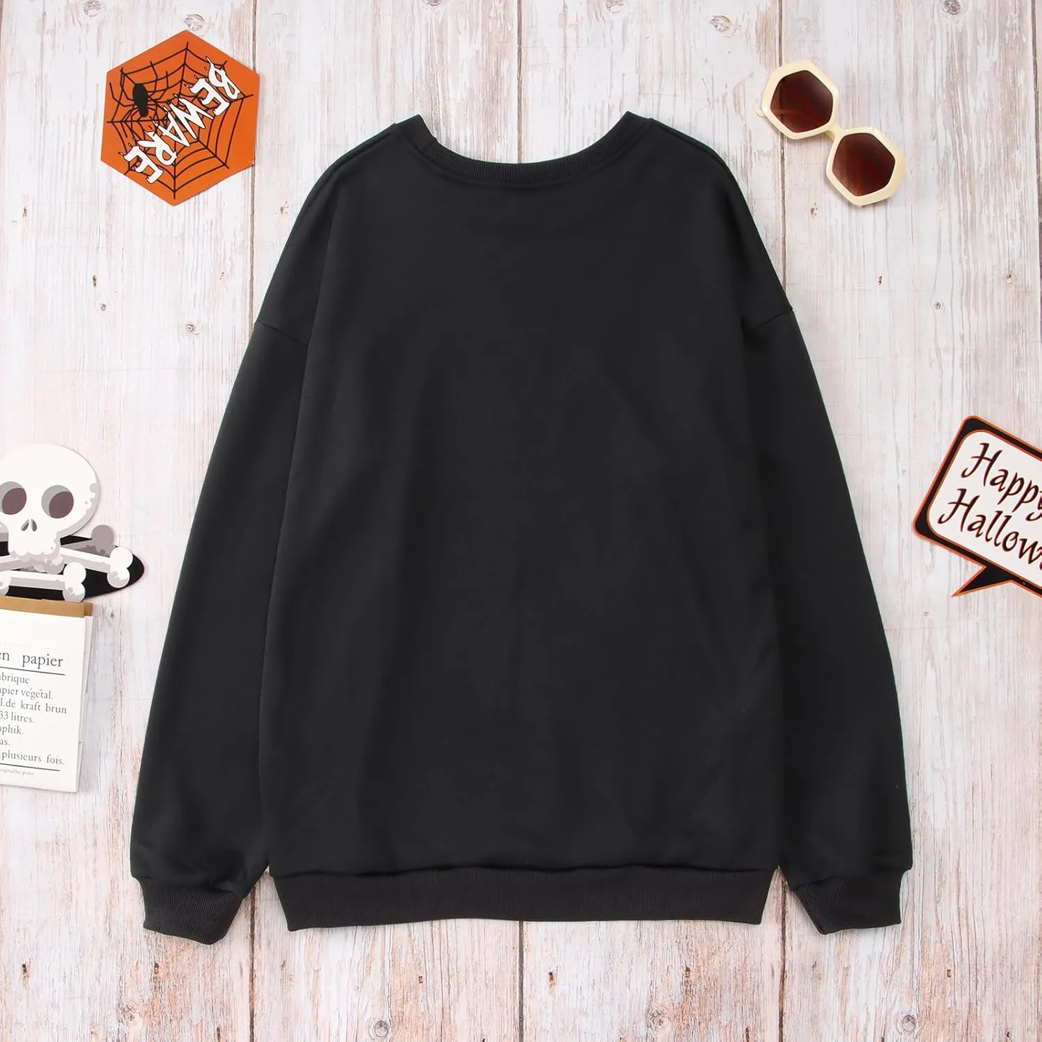 Women Halloween Dancing Skeleton Sweatshirt Skull Graphic Pullover Crew Neck Sweatshirts Oversized Tops Shirts