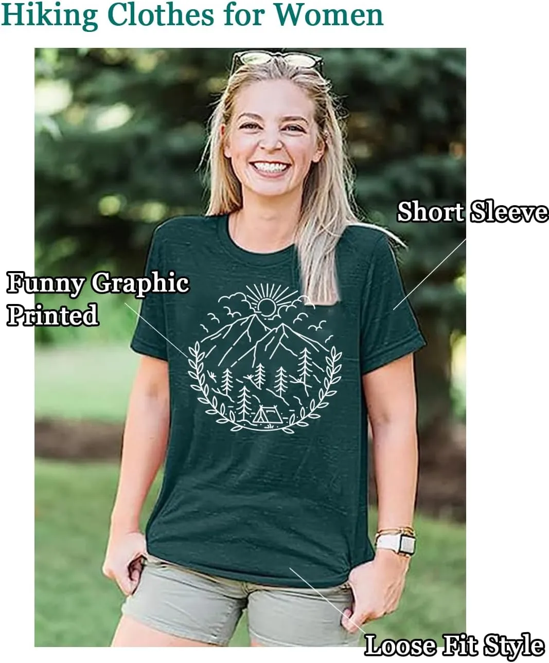 Women Hiking Camping Outdoor Tank Top Summer Mountain Nature Funny Graphic Print Round Neck Workout Athletic Sleeveless Tops
